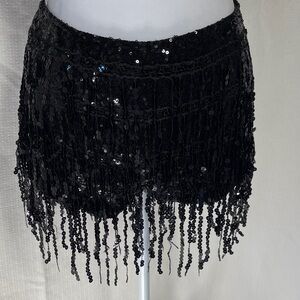 Black Sequin Fringe Shorts - perfect for a night out!